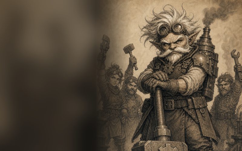 Grandgear Wobblewrench at the controls of a golem