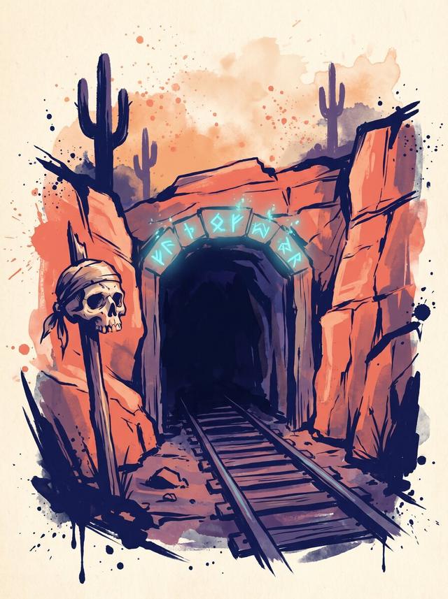 A rune-lit mine tunnel awaiting expedition
